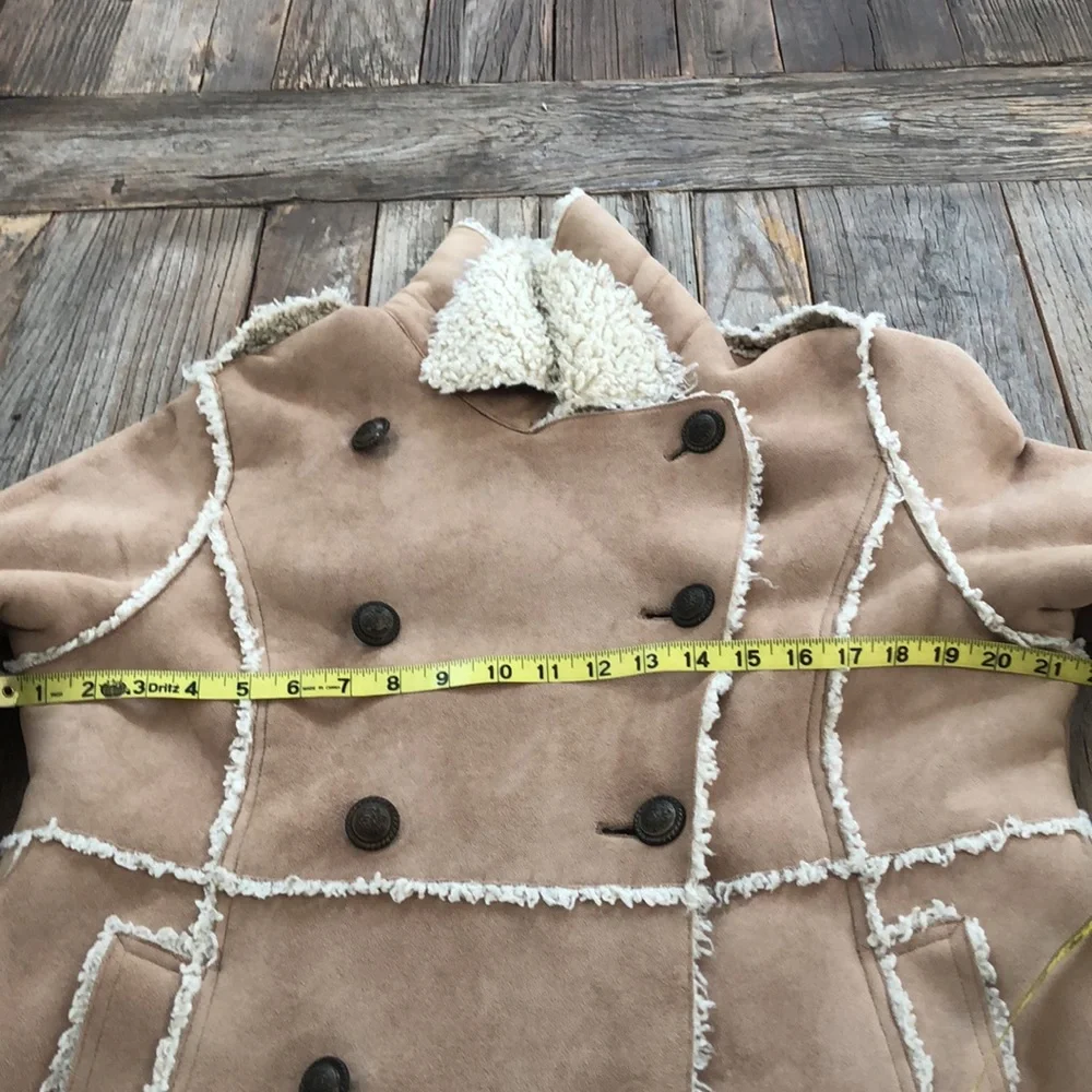 Faux shearling great coat XL from Tasha Polizzi. Light tan with cream interior - Picture 6 of 14